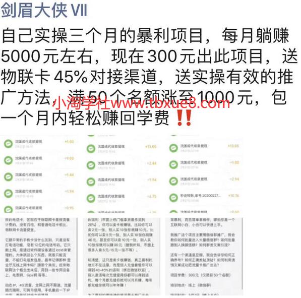 剑眉大侠实操三个月得暴利项目，每月躺赚5000元左右（价值300元）