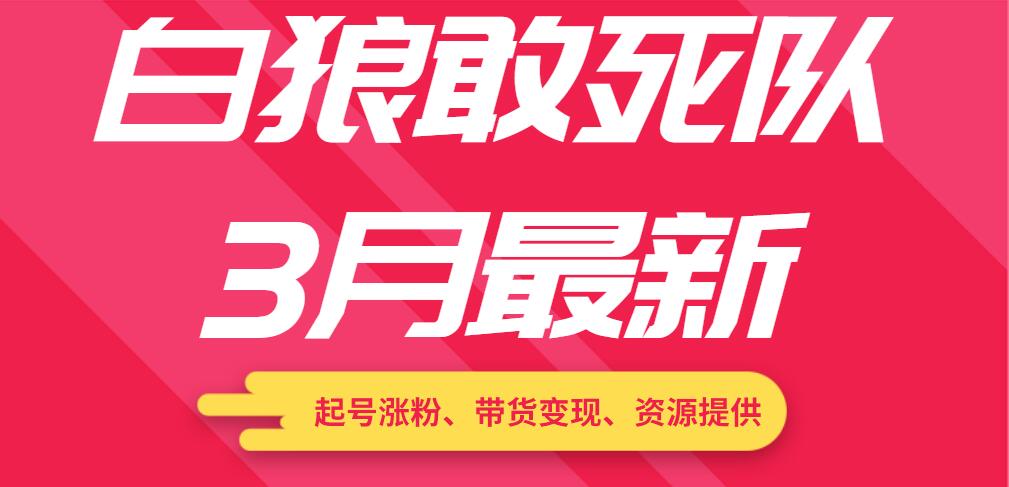 白狼敢死队3月最新：起号涨粉、带货变现、资源提供