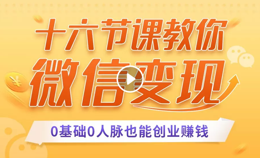 十六节课教你零基础微信变现，用单品打爆市场，每月收入超过10万+