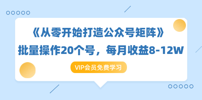 《从零开始打造公众号矩阵》批量操作20个号，每月收益大概8-12W（44节课）