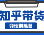 知乎带货变现训练营，教你0成本变现，告别拿死工资的生活