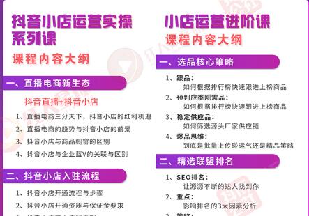 小店运营全套系列课 从基础入门到进阶精通，系统掌握月销百万小店核心秘密