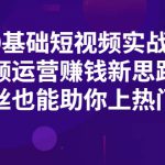 抖音0基础短视频实战课，短视频运营赚钱新思路，零粉丝也能助你上热门