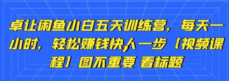 卓让闲鱼小白五天训练营，每天一小时，轻松赚钱快人一步