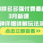 大炮·2023拼多多强付费最新玩法，3月新课​78分钟详细讲解玩法流程