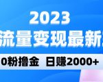 2023美女流量变现最新玩法，0粉撸金，日赚2000+，实测日引流300+