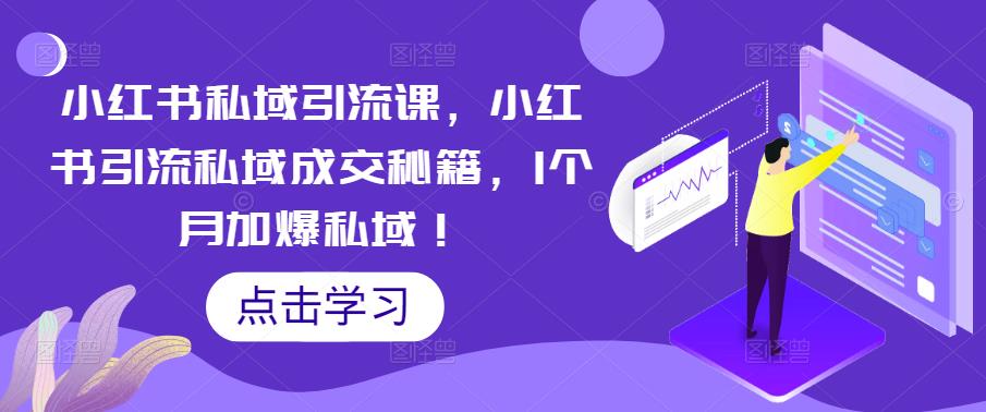 小红书私域引流课，小红书引流私域成交秘籍，1个月加爆私域！