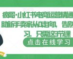 疯哥·小红书电商运营精通课，帮助新手卖家从0走向1，告别无效学习，只需这3节课