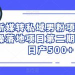 新媒转私域男粉项目，实操落地项目第二期，单号日产500+