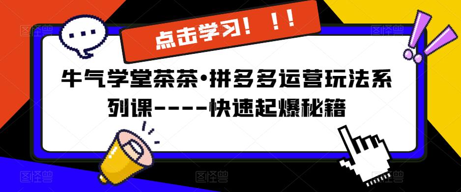 牛气学堂茶茶•拼多多运营玩法系列课----快速起爆秘籍【更新】