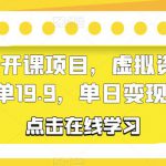 幼儿园公开课项目，虚拟资源变现，一单19.9，单日变现300