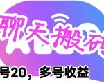 最新蓝海聊天平台手动搬砖，单号日入20，多号多撸，当天见效益