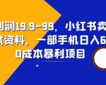 一单利润19.9-99，小红书卖教资考试资料，一部手机日入600（揭秘）