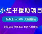 小红书援助项目新奇玩法，简单暴力，无脑搬运轻松日入500【揭秘】