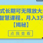 颠覆式长期可无限放大卖职场智慧课程，月入3万+【揭秘】