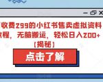 外面收费299的小红书售卖虚拟资料的教程，无脑搬运，轻松日入200+【揭秘】