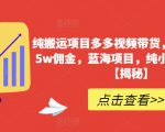 纯搬运项目多多视频带货，一个月搞了5w佣金，蓝海项目，纯小白也能操作【揭秘】