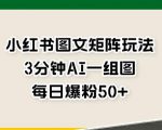 小红书图文矩阵玩法，3分钟AI一组图，每日爆粉50+【揭秘】