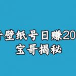 宝哥抖音壁纸号日赚2000+，不需要真人露脸就能操作【揭秘】