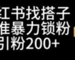 小红书找搭子暴力精准锁粉+引流日引200+精准粉