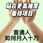 2023最火项目：站在更高维度看待项目，普通人如何月入十万【揭秘】