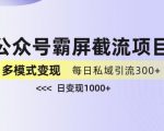 公众号霸屏截流项目+私域多渠道变现玩法，全网首发，日入1000+【揭秘】