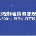 短视频表情包变现项目3.0，日入500+，新手小白轻松上手【揭秘】