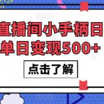 抖音直播间小手柄日不落单日变现500+【揭秘】