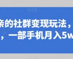 同城相亲的社群变现玩法，风口项目，一部手机月入5w+【揭秘】