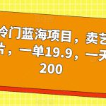 超级冷门蓝海项目，卖艺术签名照片，一单19.9，一天轻松200
