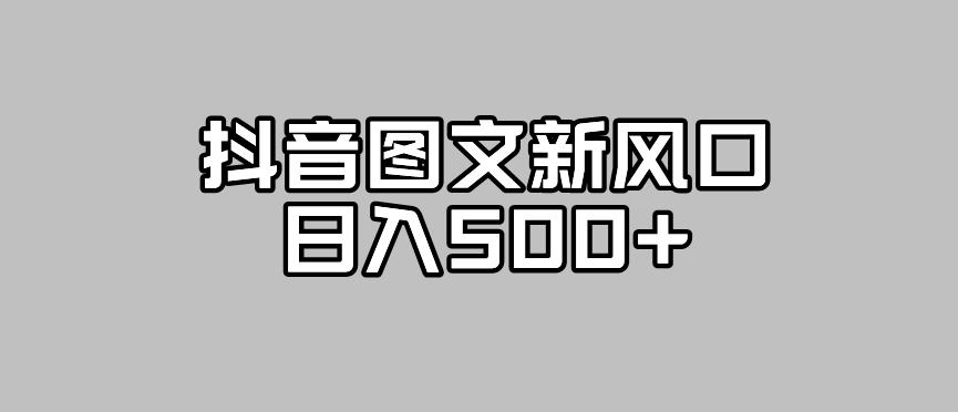 抖音图文最新风口，流量扶持非常高，日入500+【揭秘】