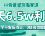 抖音带货蓝海赛道，国学带货新项目，0经验也能做，4天6.5w利润【揭秘】