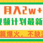 中视频计划全新玩法，月入2w+，收益稳定，几分钟一个作品，小白也可入局【揭秘】