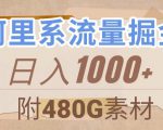 阿里系流量掘金，几分钟一个作品，无脑搬运，日入1000+（附480G素材）【揭秘】