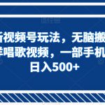 最新视频号玩法，无脑搬运懒洋洋唱歌视频，一部手机轻松日入500+【揭秘】