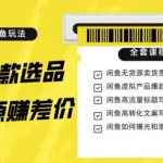 闲鱼无货源赚差价进阶玩法，爆款选品，资源寻找，引流变现全套教程（11节课）【揭秘】