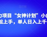 男粉暴力项目“女神计划”小白也可轻松上手，单人日入上千+【揭秘】