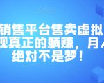 全自动销售平台售卖虚拟产品，助你实现真正的躺赚，月入3万＋绝对不是梦！【揭秘】