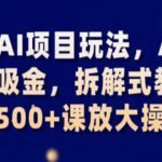 最新AI项目玩法，AI的暴力吸金，拆解式教学，日入500+课放大操作【揭秘】