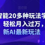 AI人工智能20多种玩法学会“其中一种”轻松月入过万，持续更新AI最新玩法