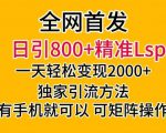 全网首发！日引800+精准老色批，一天变现2000+，独家引流方法，可矩阵操作【揭秘】