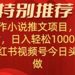 无脑操作【小说推文项目】，兼职每天两小时，日入轻松1000+，抖音快手视频号小红湖中视频都可做【揭秘】