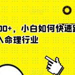 玄学狂撸1000+，小白如何快速跨入命理行业【揭秘】