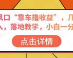 抖音新风口“靠车撸收益”，几秒视频过W收入，落地教学，小白一分钟上手【揭秘】