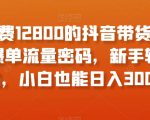 外面收费12800的抖音带货新奇玩法，爆单流量密码，新手轻松入局，小白也能日入300+【揭秘】