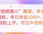 抖音“超燃爆火”赛道，单条作品千万播放，单日收益1000+，小白轻松上手，可过中视频【揭秘】