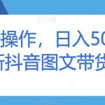 新手好操作，日入500+最新抖音图文带货【揭秘】