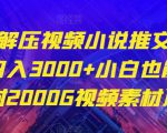 最新解压视频小说推文项目，日入3000+小白也能做（附2000G视频素材）【揭秘】