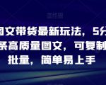 抖音图文带货最新玩法，5分钟产出一条高质量图文，可复制，可批量，简单易上手【揭秘】