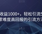 单日收益1000+，轻松引流500，零难度高回报的引流方法【揭秘】